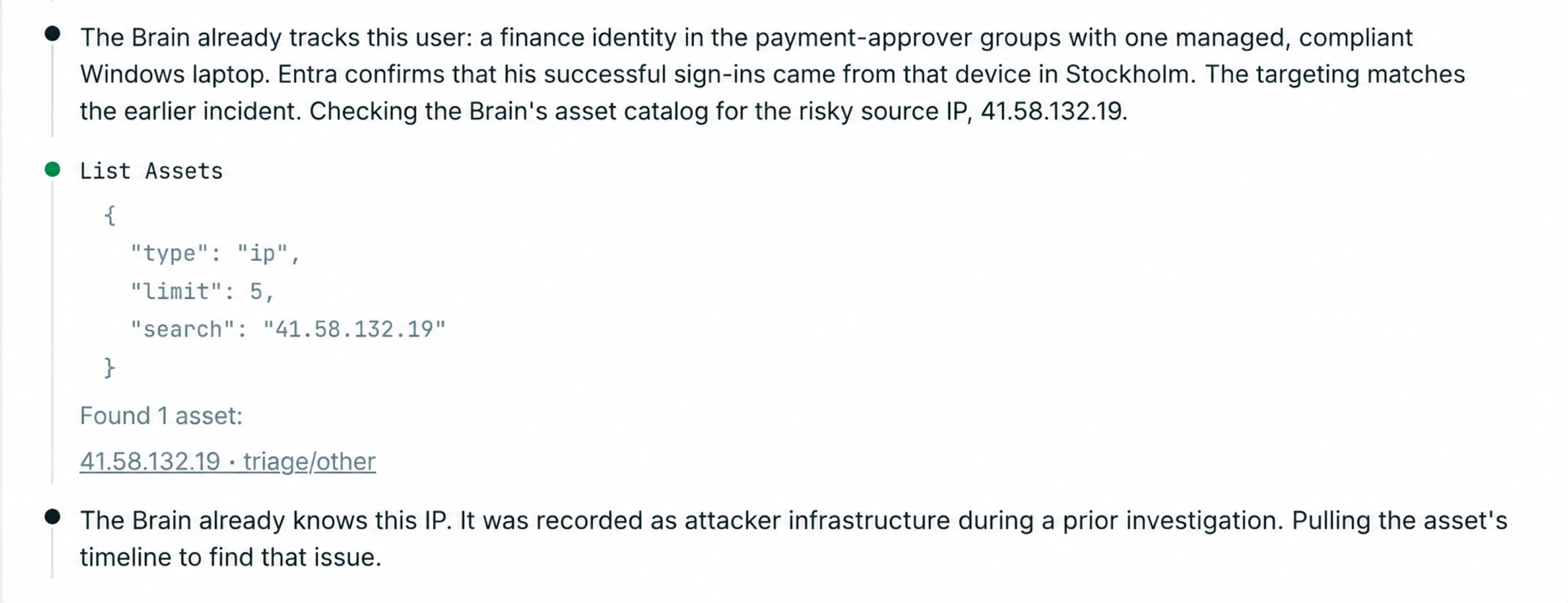 Prior investigation memory for a risky source IP