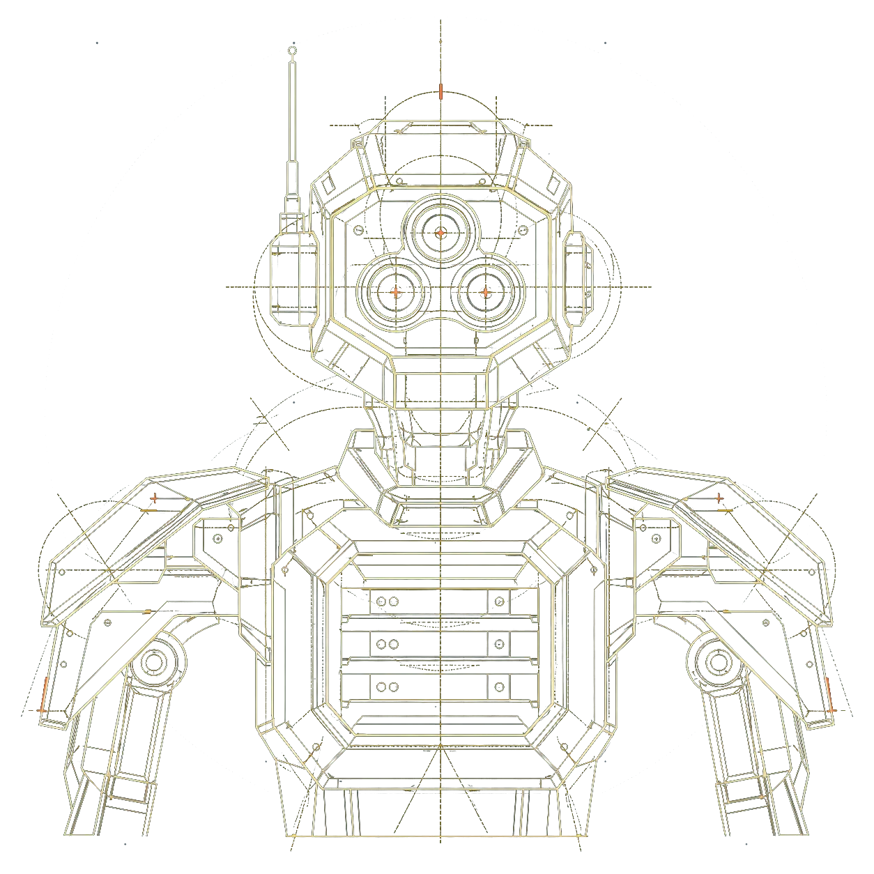 Upper-torso blueprint drawing representing the Cloud Security GCP agent