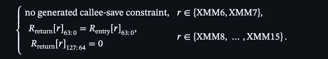CompCert preserved only part of the physical XMM register state required by the Win64 ABI