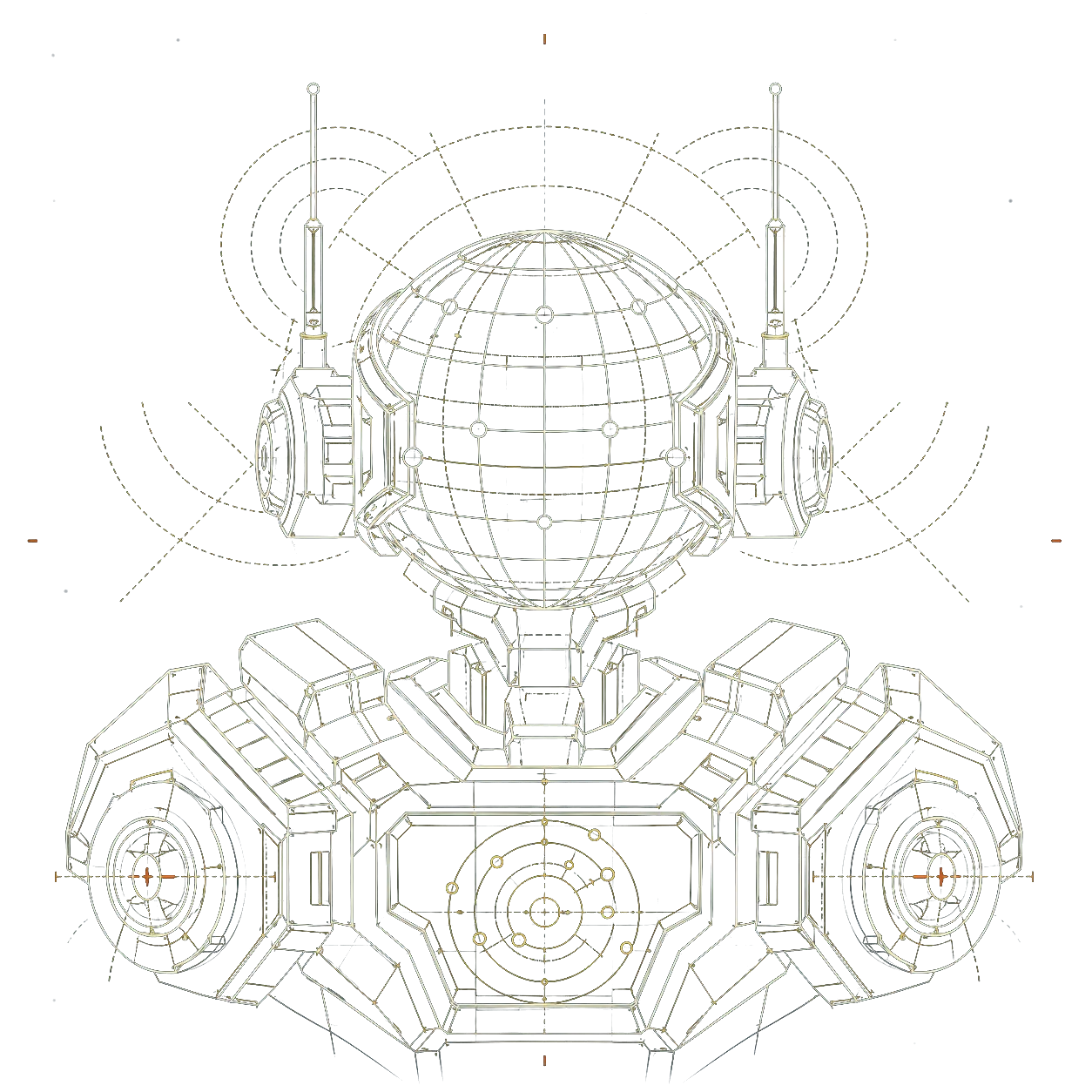 Upper-torso blueprint drawing representing the DNS and Domain Security agent