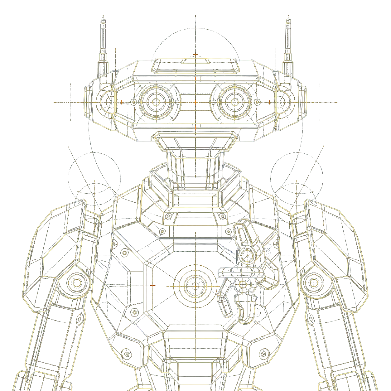 Upper-torso blueprint drawing representing the Endpoint agent